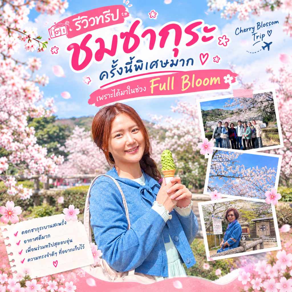 ทริปชมซากุระครั้งนี้พิเศษมาก เพราะได้มาในช่วง Full Bloom พอดี บรรยากาศสวยงามและอบอุ่น